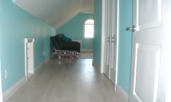Red Oak, hand-scraped, white stain hardwood floor